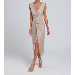 NEW LAURA BERNAL gathered dress in beige
